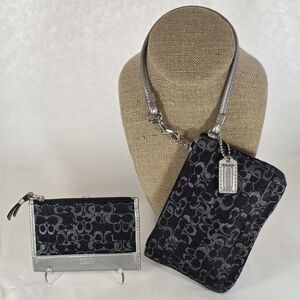 Black and Silver Signature C Wristlet and Coin Purse Set